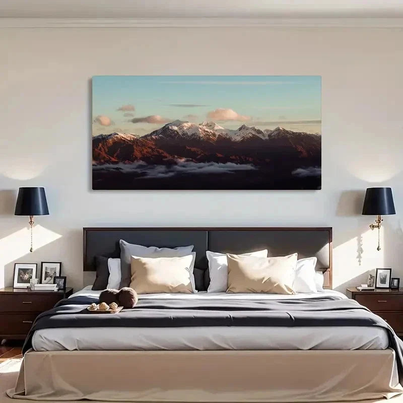 Majestic Mountains & Clouds Wall Art Canvas Office Home Room Framed 120x60cm