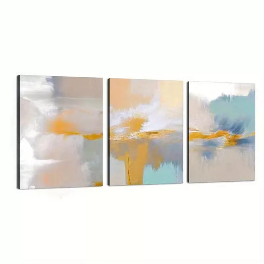 3pcs Modern Minimalist Art Of Smudges Of Color Canvas Framed 40x60cm - High Quality Print 100% Australian Made Wall Canvas Ready to Hang