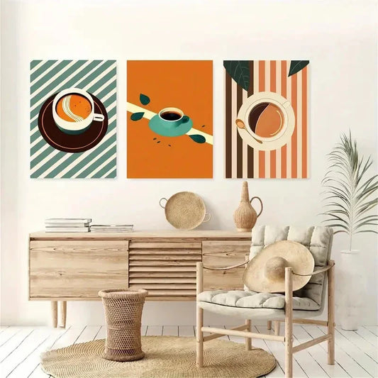 3pcs Classic Modern Cartoon Theme Painting Metal Print Ready to Hang Art