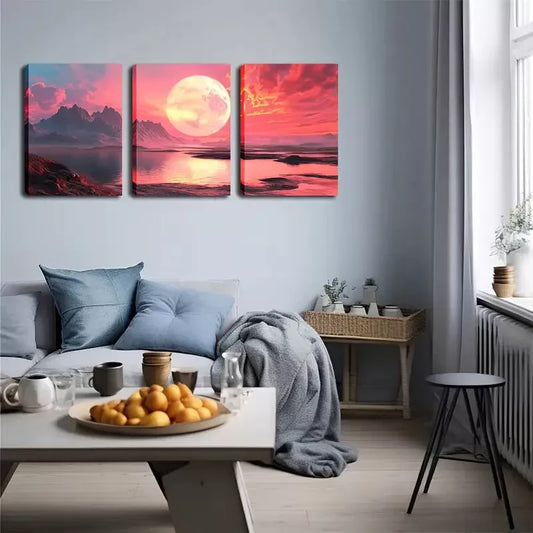 3pcs Huge Sun And Ground, New Launch Wall Art Set Canvas Framed 40x60cm - High Quality Print 100% Australian Made Wall Canvas Ready to Hang