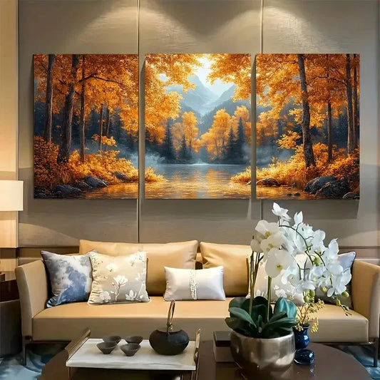 3pcs Autumn Witches in Enchanted Forest Metal Print Ready to Hang Art