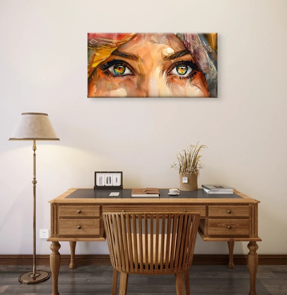 Watercolour Eyes Close-Up Portrait Wall Art Canvas Office Home Framed 120x60cm