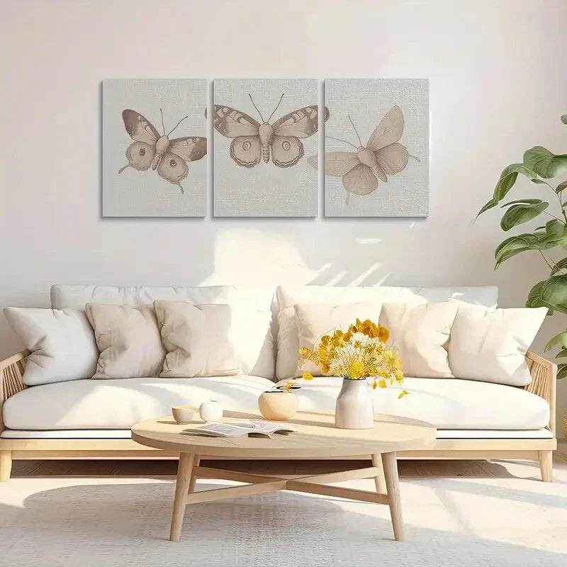 3pcs Vintage Moth Metal Print Ready to Hang Art