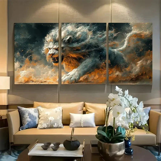 3pcs Greek Mythological Creature Lion Metal Print Ready to Hang Art