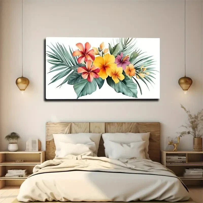 Bohemian Modern Tropical Floral Wall Art Canvas Office Home Room Framed 120x60cm