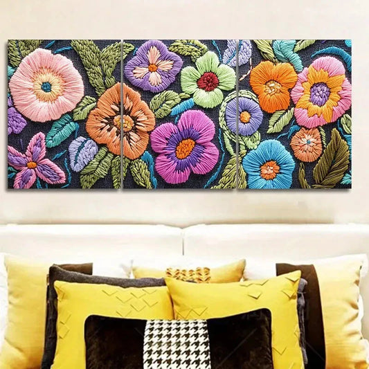 3pcs Abstract flower patterns Wall Art Set Canvas Framed 40x60cm - High Quality Print 100% Australian Made Wall Canvas Ready to Hang