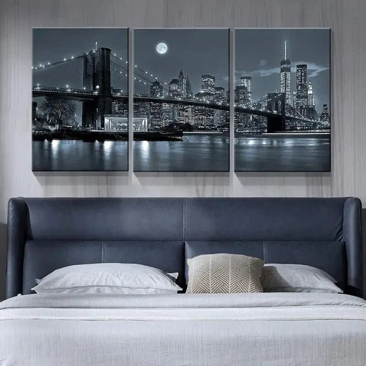 3pcs Modern New York Prints Cityscape Metal Print Ready to Hang Art