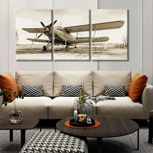 3pcs Vintage Aircraft Carrier Metal Print Ready to Hang Art