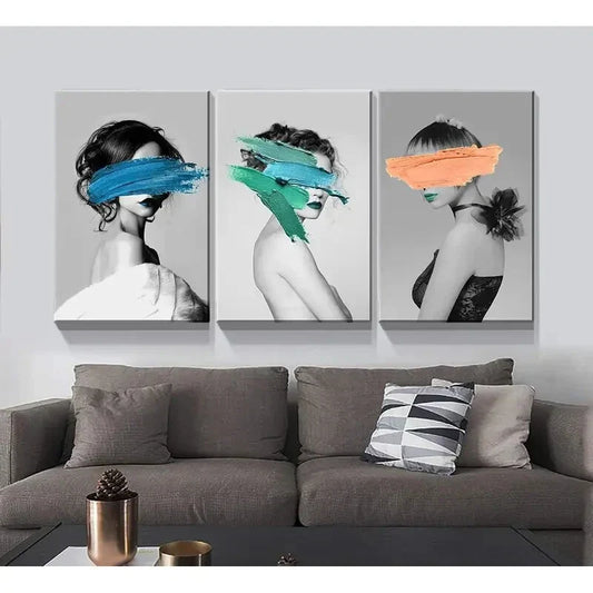 3pcs Art Creative Character Pictures Metal Print Ready to Hang Art
