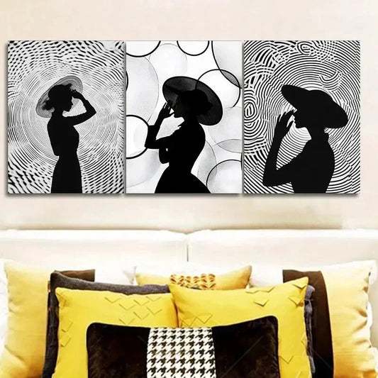 3pcs Elegant Silhouette Circular Patterns Wall Art Set Canvas Framed 40x60cm - High Quality Print 100% Australian Made Wall Canvas Ready to Hang