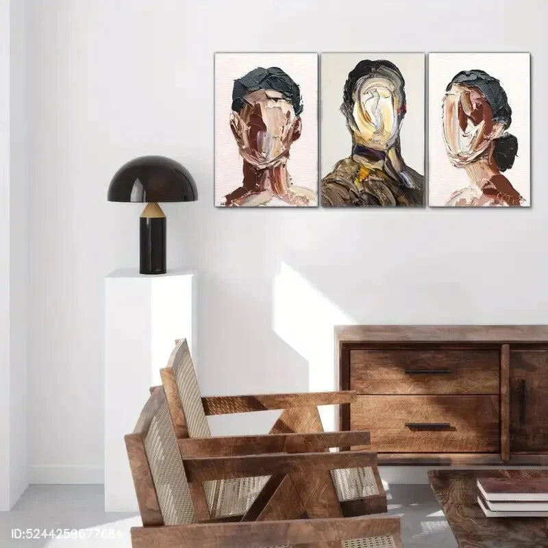 3pcs Feast Abstract Portrait Poster African Metal Print Ready to Hang Art