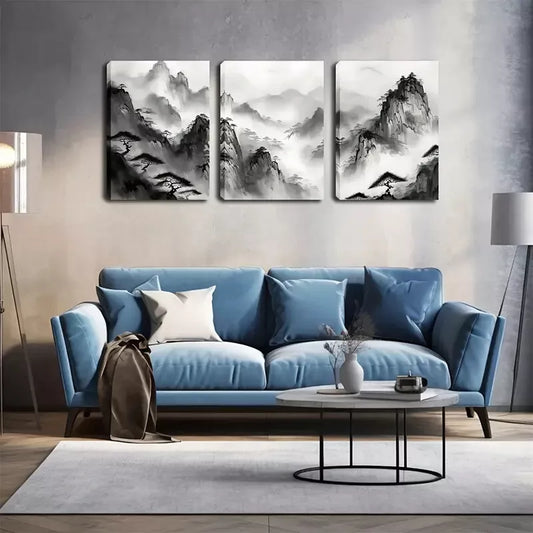 3pcs Triptych with Pine Trees & Mountain Design Wall Art Set Canvas Framed 40x60cm - High Quality Print 100% Australian Made Wall Canvas Ready to Hang