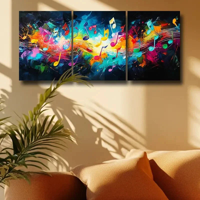 3pcs Featuring an Explosion Note Design Metal Print Ready to Hang Art
