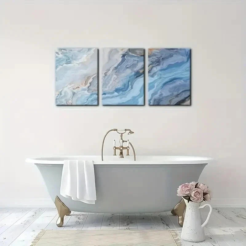 3pcs Abstract Marble Grain Metal Print Ready to Hang Art