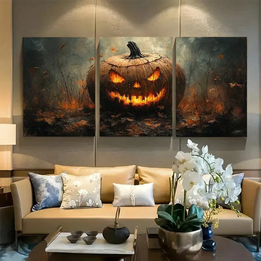 3pcs Portrait Of Jack The Jack O Lantern Metal Print Ready to Hang Art