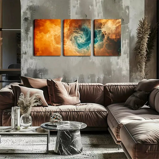 3pcs Psychedelic Nebula Wall Art Set Canvas Framed 40x60cm - High Quality Print 100% Australian Made Wall Canvas Ready to Hang