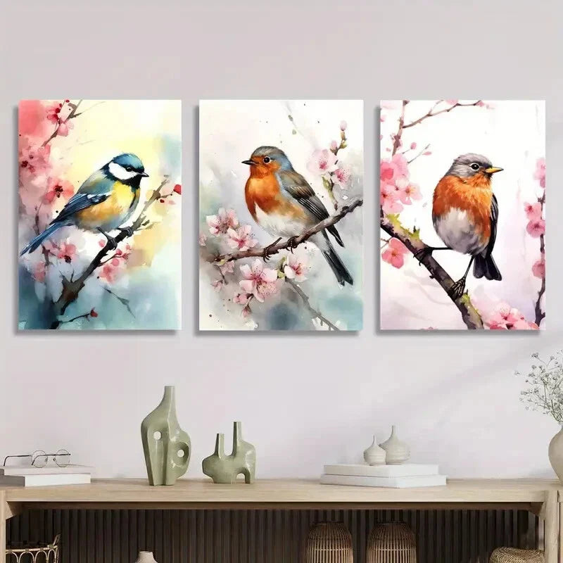 3pcs animal watercolor, vibrant watercolor Metal Print Ready to Hang Art