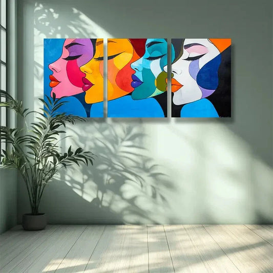 3pcs The girl in makeup Art Painting Metal Print Ready to Hang Art