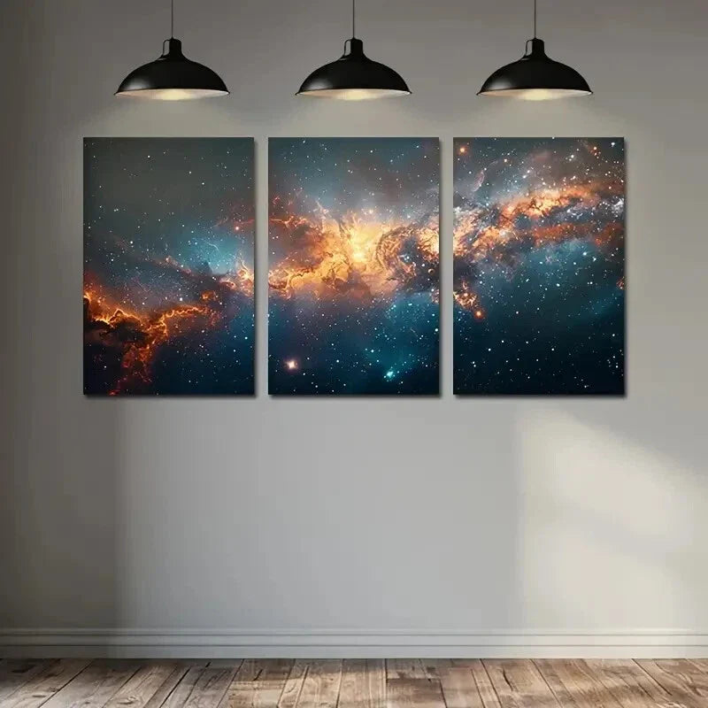 3pcs Space Nebula Starry Sky Metal Print Ready to Hang Art