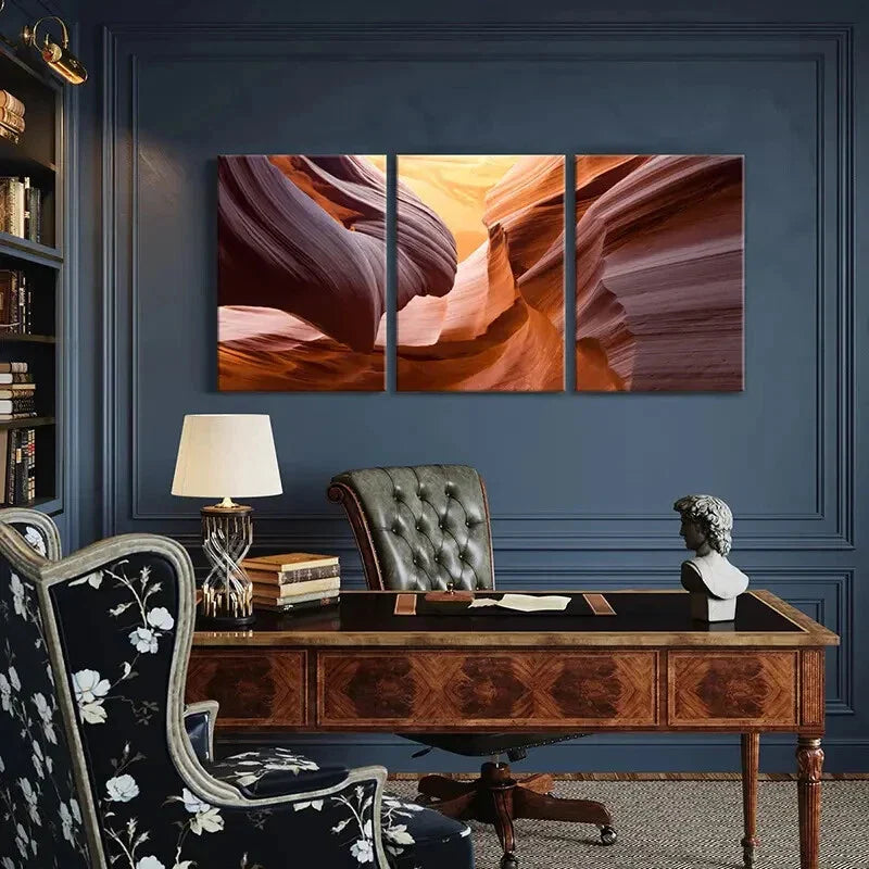 3pcs Abstract Style Aesthetics, Mountain Rock Metal Print Ready to Hang Art