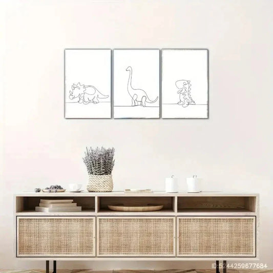 3pcs Sublimation Dinosaur Decorative Poster Metal Print Ready to Hang Art