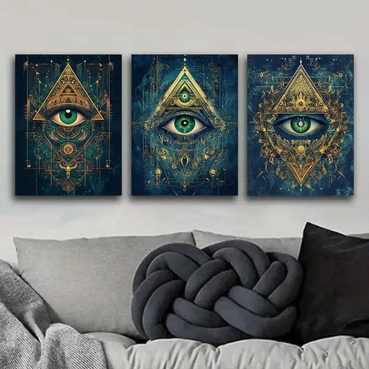 3pcs The green iris, Art Painting Metal Print Ready to Hang Art