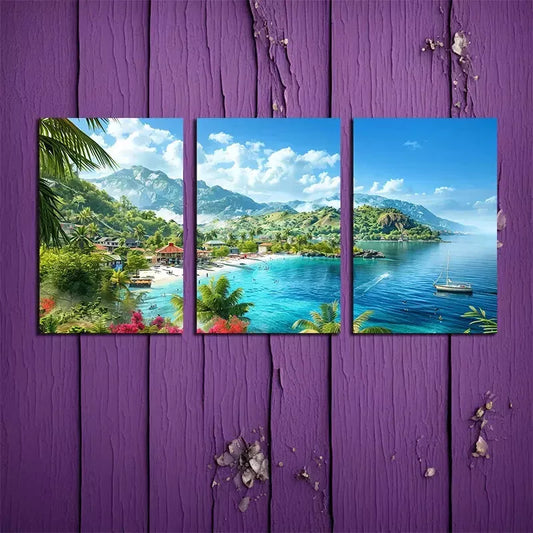 3pcs Tropical Island Canvas Framed 40x60cm - High Quality Print 100% Australian Made Wall Canvas Ready to Hang