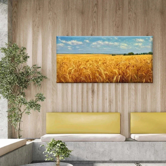 Wheat Field Natural Landscape Wall Art Canvas Office Home Room Framed 80x45cm