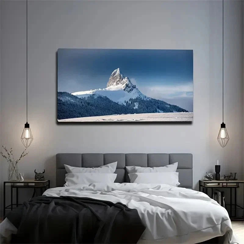 Snow Capped Mountains Wall Art Canvas Office Home Room Framed 120x60cm