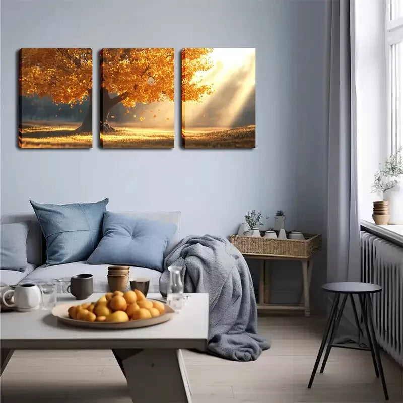 3pcs A Magnificent Tree In The Sun, Wall Art Set Canvas Framed 40x60cm - High Quality Print 100% Australian Made Wall Canvas Ready to Hang