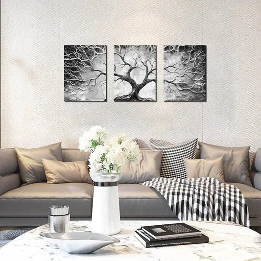 3pcs Modern Black and White Pictures Metal Print Ready to Hang Art
