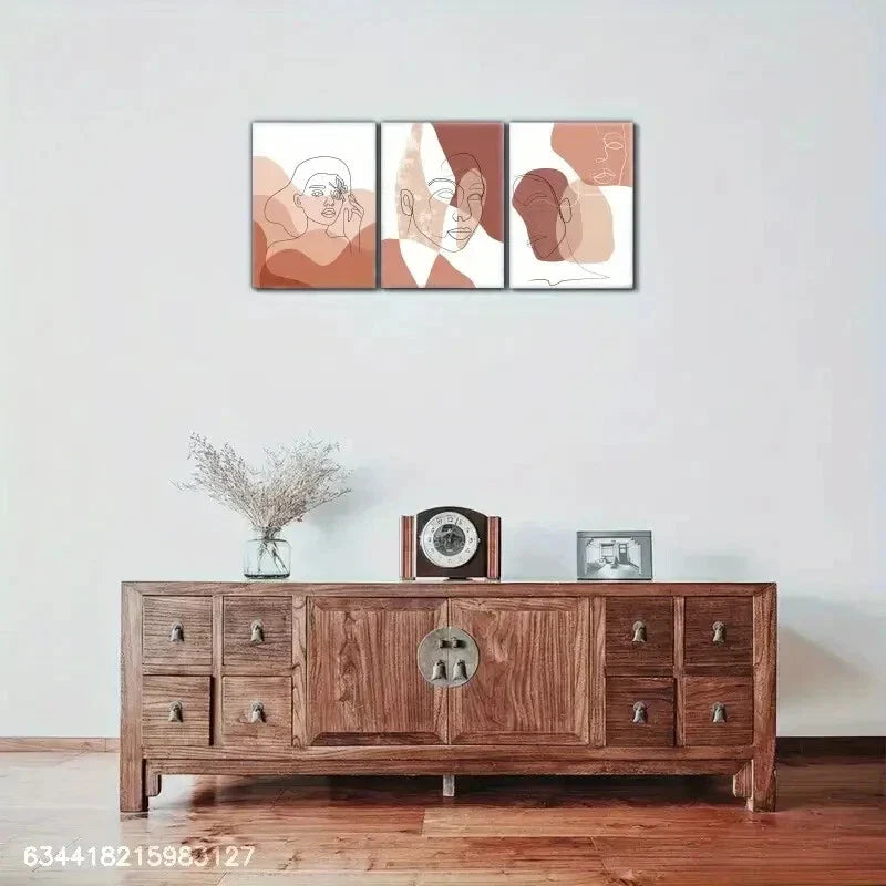 3pcs Minimalist Line Art of Women Metal Print Ready to Hang Art