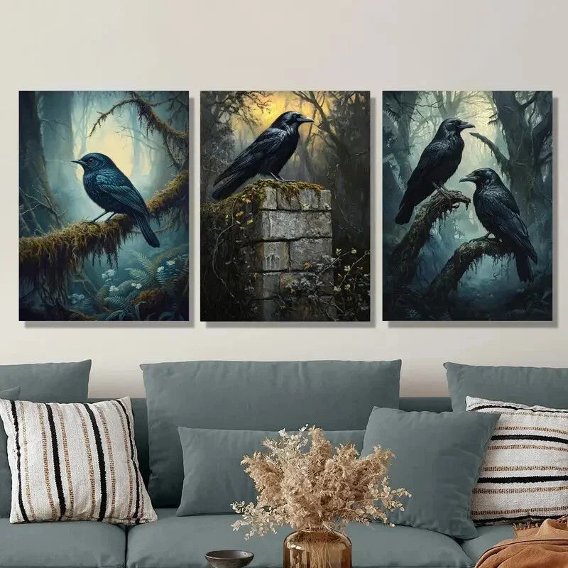 3pcs Dark Academy Gothic Forest Metal Print Ready to Hang Art