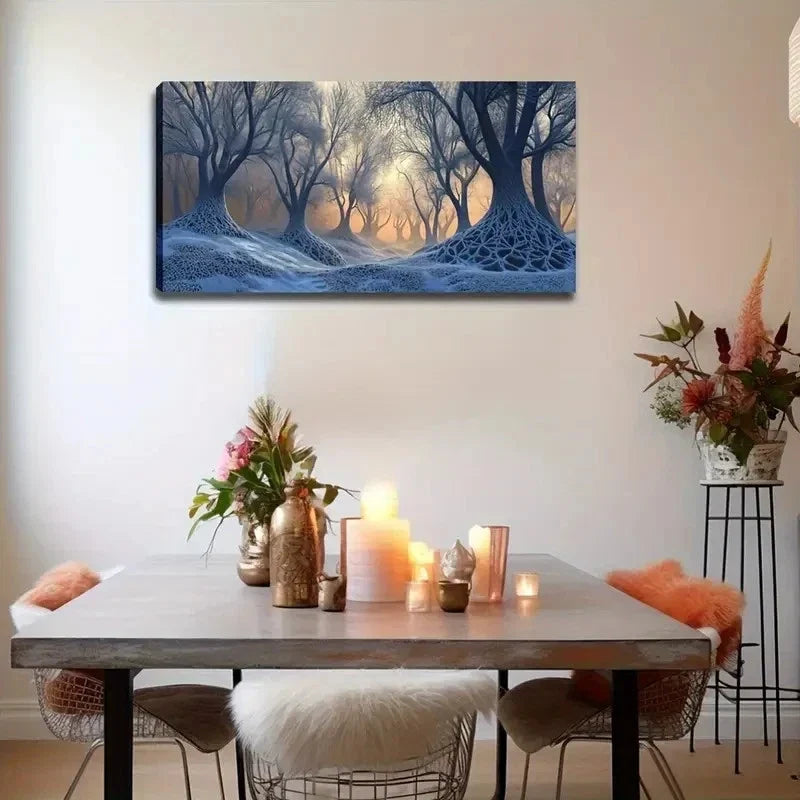 Snowy Trees With Sunlight Rays Wall Art Canvas Office Home Room Framed 120x60cm