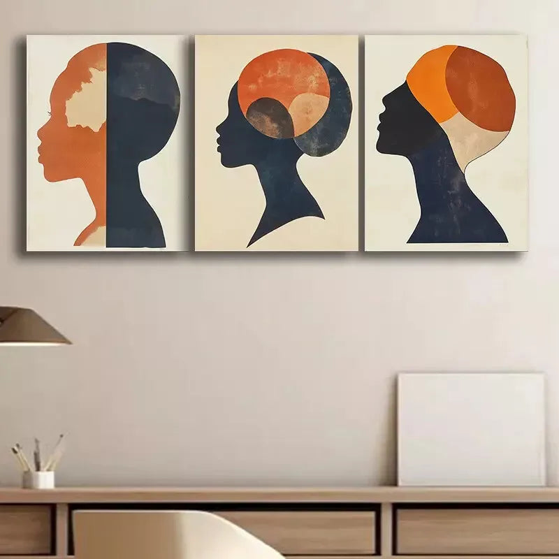 3pcs Female Silhouette Canvas Framed 40x60cm - High Quality Print 100% Australian Made Wall Canvas Ready to Hang