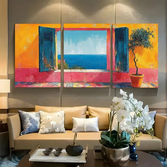 3pcs Matisse Danish Pastel Aesthetic Window Metal Print Ready to Hang Art