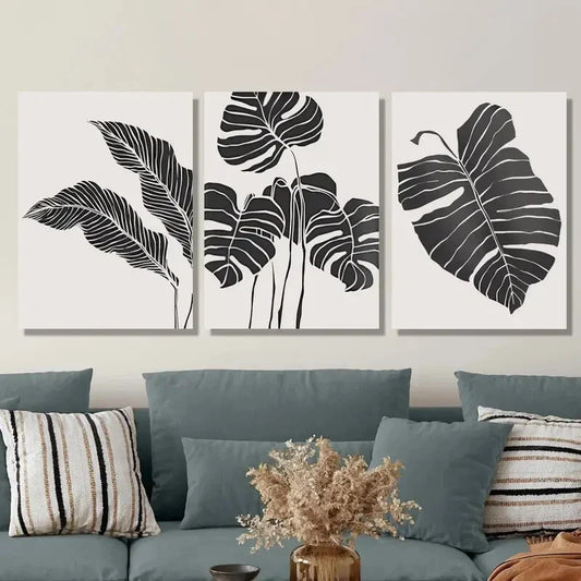 3pcs Abstract Designs of a Black And White Monste Metal Print Ready to Hang Art
