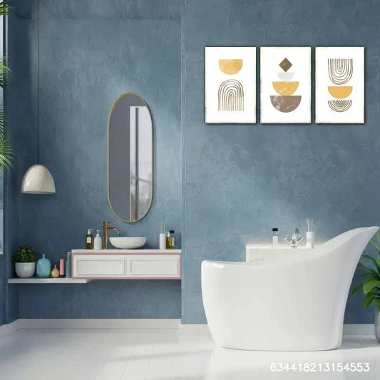 3pcs Modern Bauhaus Geometric & Line Patterns Metal Print Ready to Hang Art