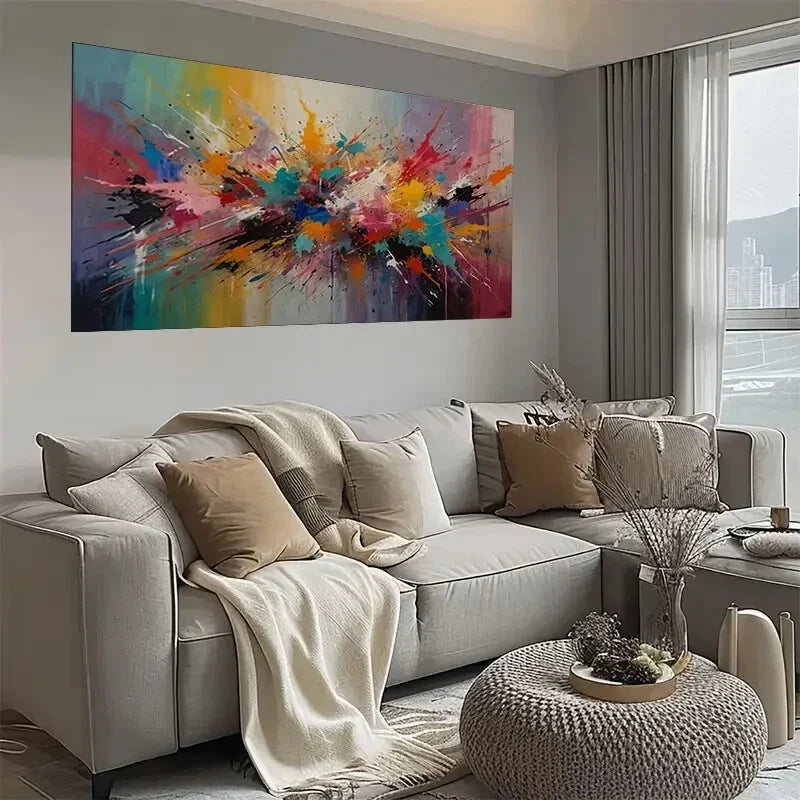 Vibrant Abstract Splash Modern Wall Art wall canvas office home room framed 120x60cm