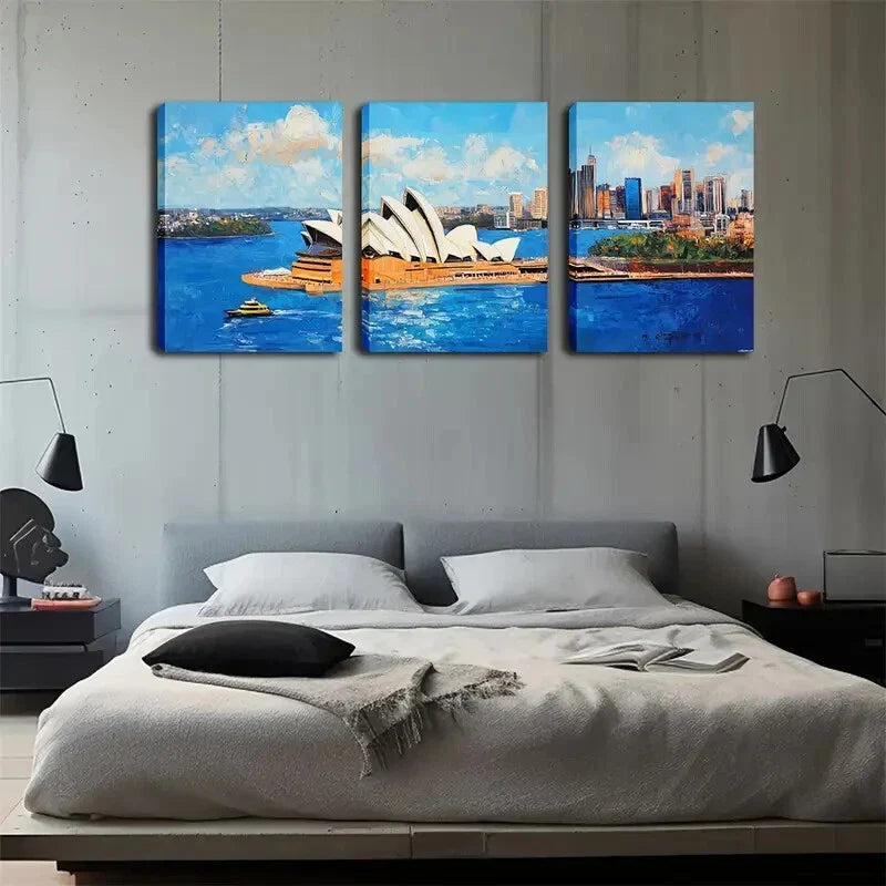 3pcs Sydney, Opera House Wall Art Set Canvas Framed 40x60cm - High Quality Print 100% Australian Made Wall Canvas Ready to Hang