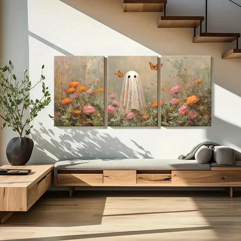 3pcs Artistic Figure Floral Surroundings Metal Print Ready to Hang Art