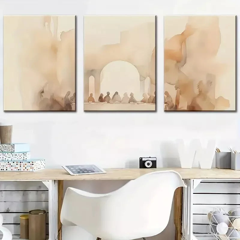 3pcs Simple Style Ink Paint Spring and Summer Wall Art Set Canvas Framed 40x60cm - High Quality Print 100% Australian Made Wall Canvas Ready to Hang