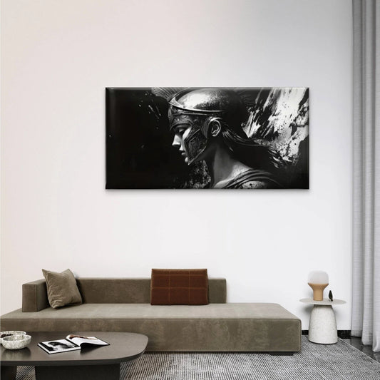 Black White Roman Soldiers Wall Art Canvas Office Home Room Framed 80x45cm