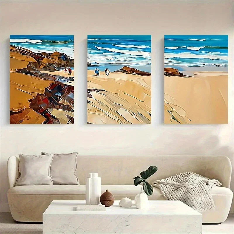 3pcs Abstract-Beach Painting Colourful Nature Metal Print Ready to Hang Art