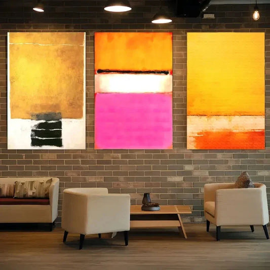 3pcs Modern Abstract Geometric Colorful Metal Print Ready to Hang Art