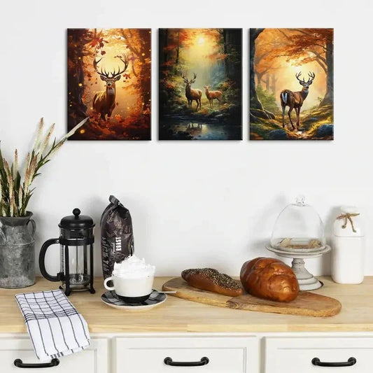 3pcs Autumn Nature Landscape Metal Print Ready to Hang Art