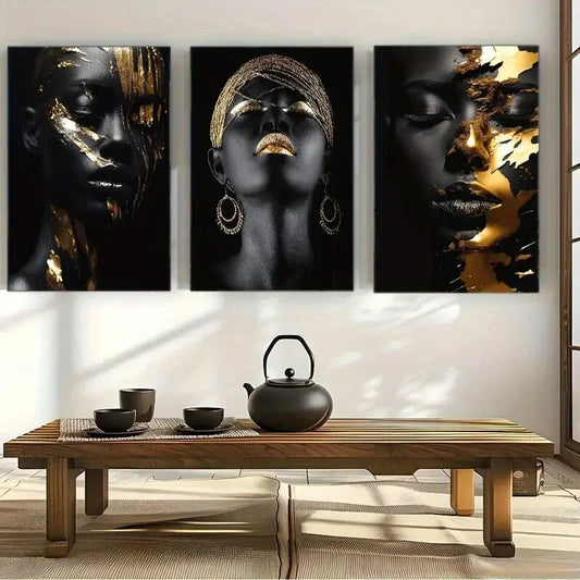 3pcs Modern Abstract Women Stylish & Artistic Metal Print Ready to Hang Art