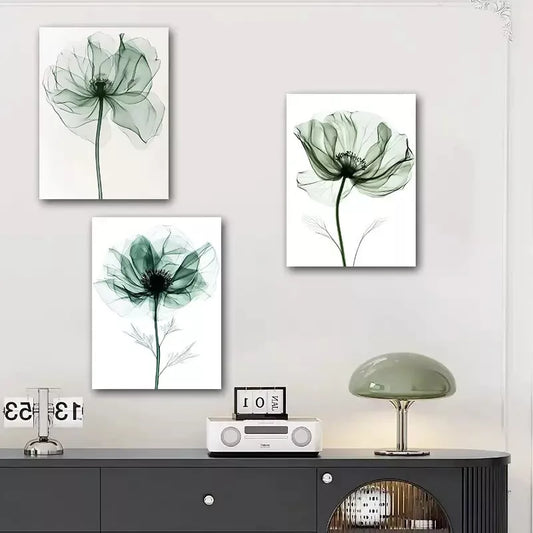 3pcs Elegant Floral With Transparent Petals Canvas Framed 40x60cm - High Quality Print 100% Australian Made Wall Canvas Ready to Hang