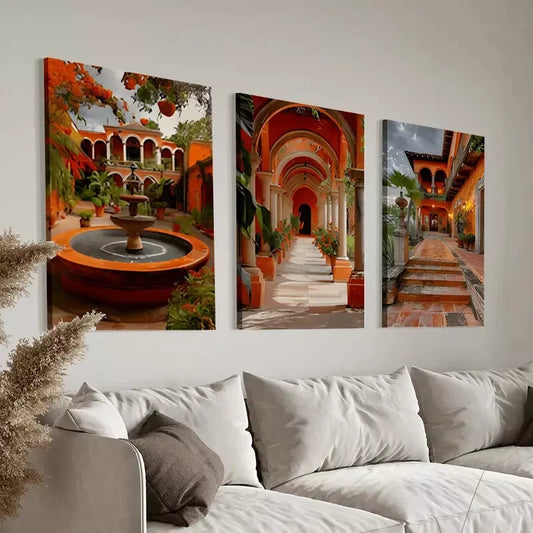 3pcs Painting of Three Mexican Wall Art Canvas Framed 40x60cm - High Quality Print 100% Australian Made Wall Canvas Ready to Hang