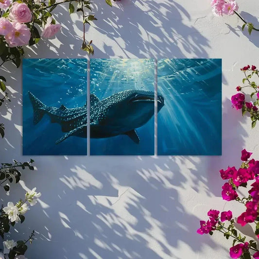 3pcs Majestic Whale Shark Canvas Art Metal Print Ready to Hang Art